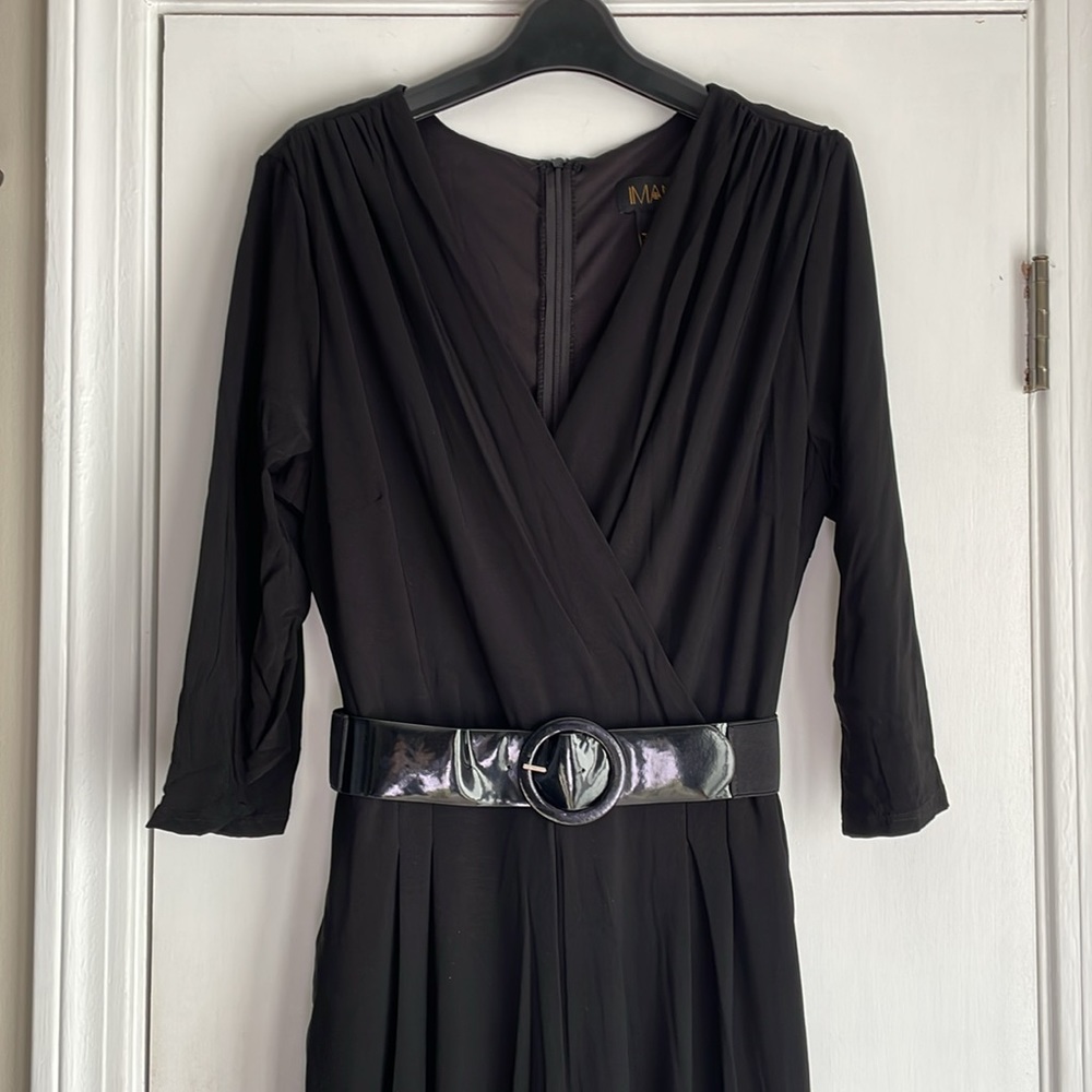 NWT Iman Global Chic Black Belted Jumpsuit XL - Picture 2 of 8